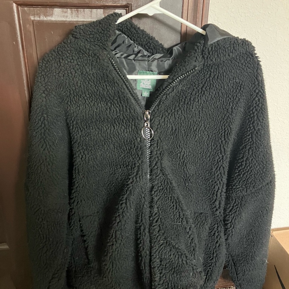 Wild Fable Black Textured Zip-Up Jacket